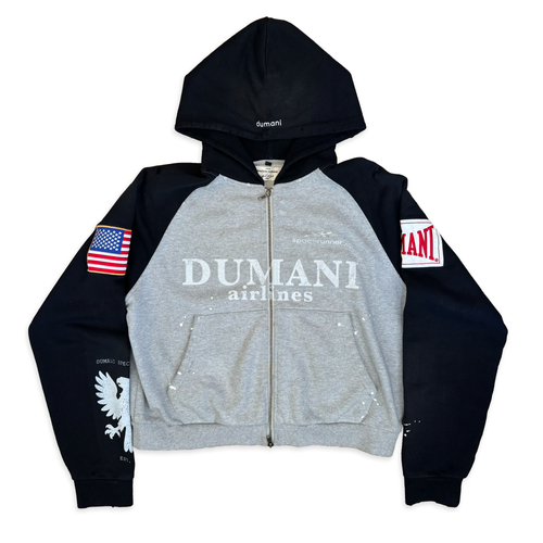"AIRLINES" ZIP HOODIE - Grey
