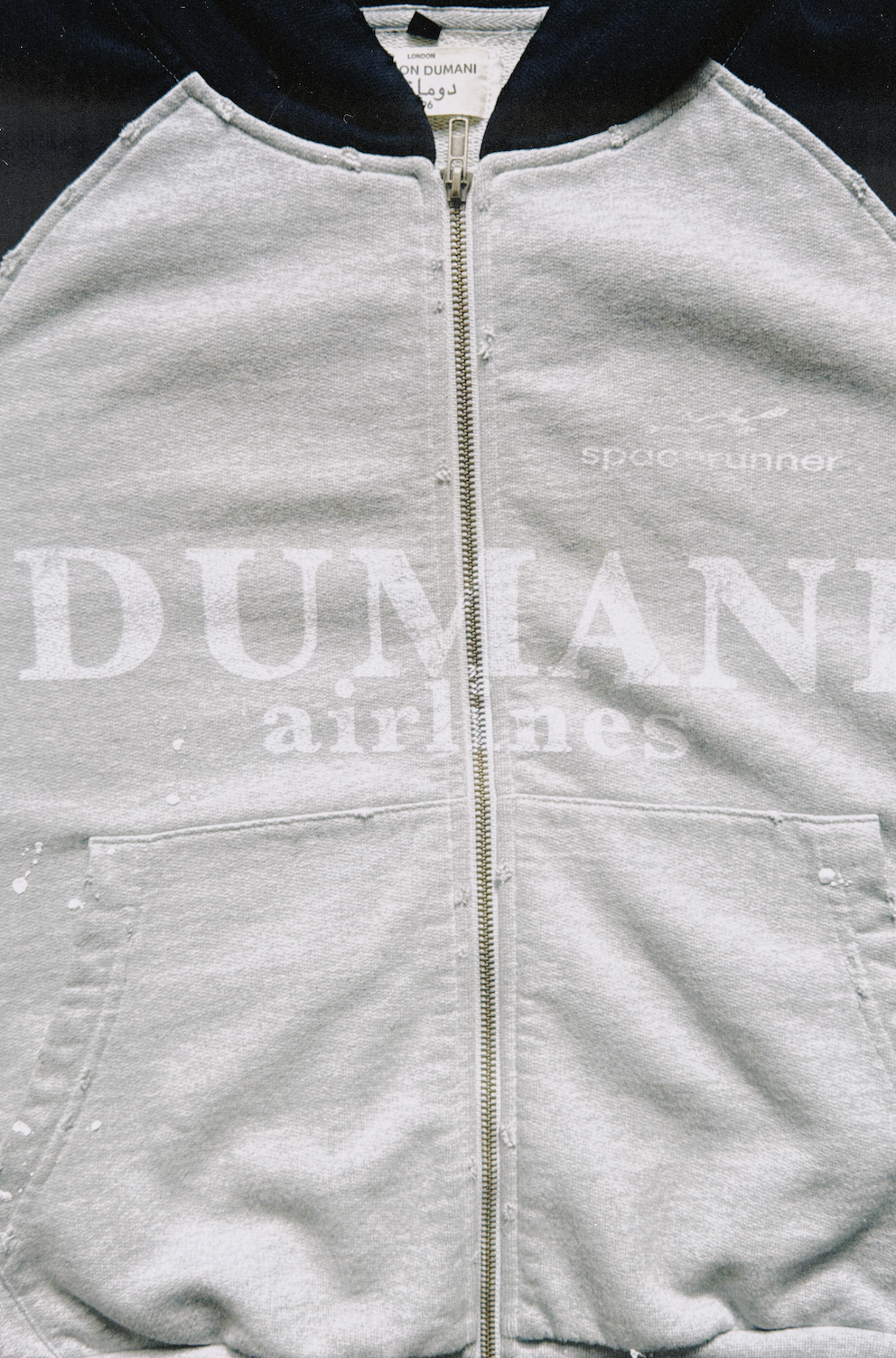 "AIRLINES" ZIP HOODIE - Grey