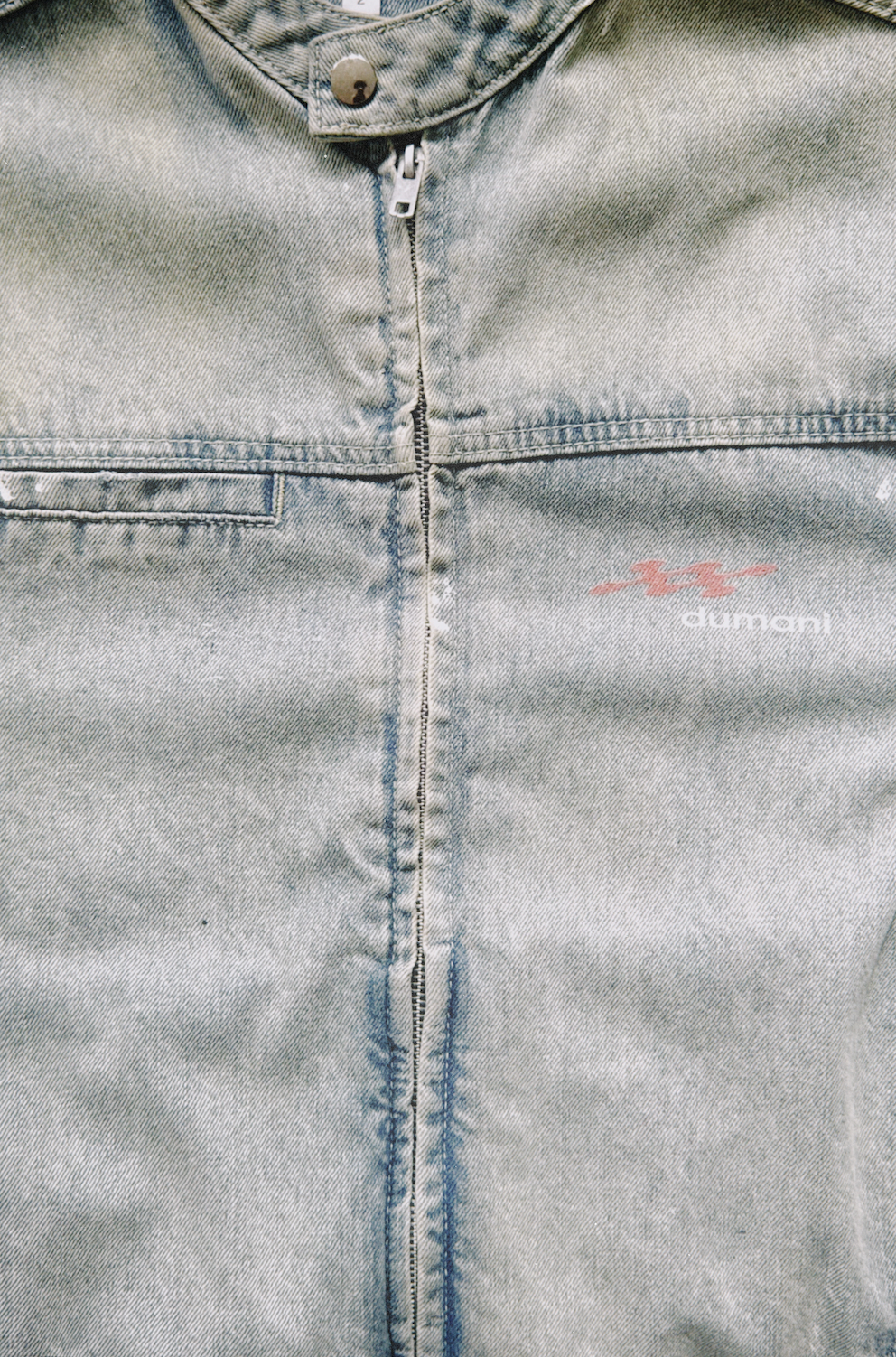 DENIM SALVAGED BIKER JACKET