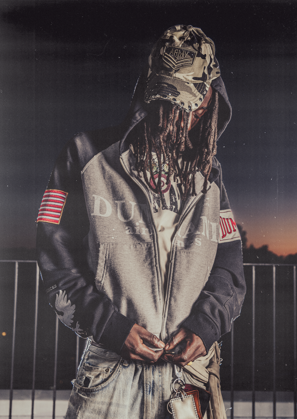 "AIRLINES" ZIP HOODIE - Grey