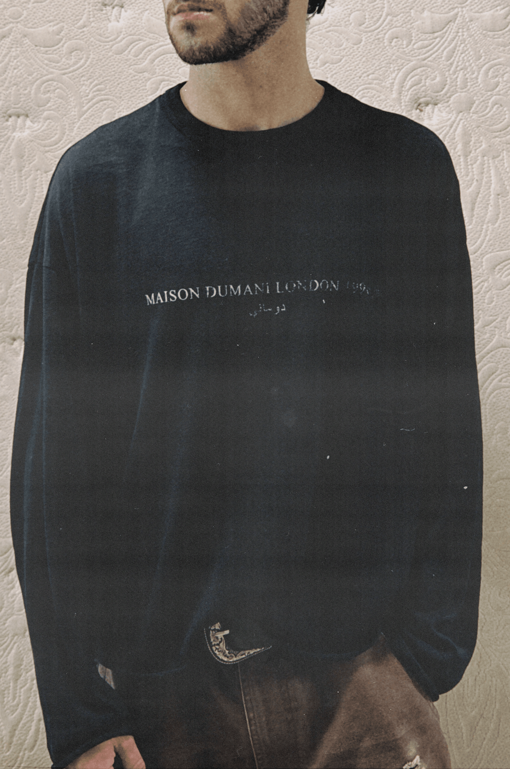 "INVENTORE 001" RAW EDGE LONG-SLEEVE TEE - Black
