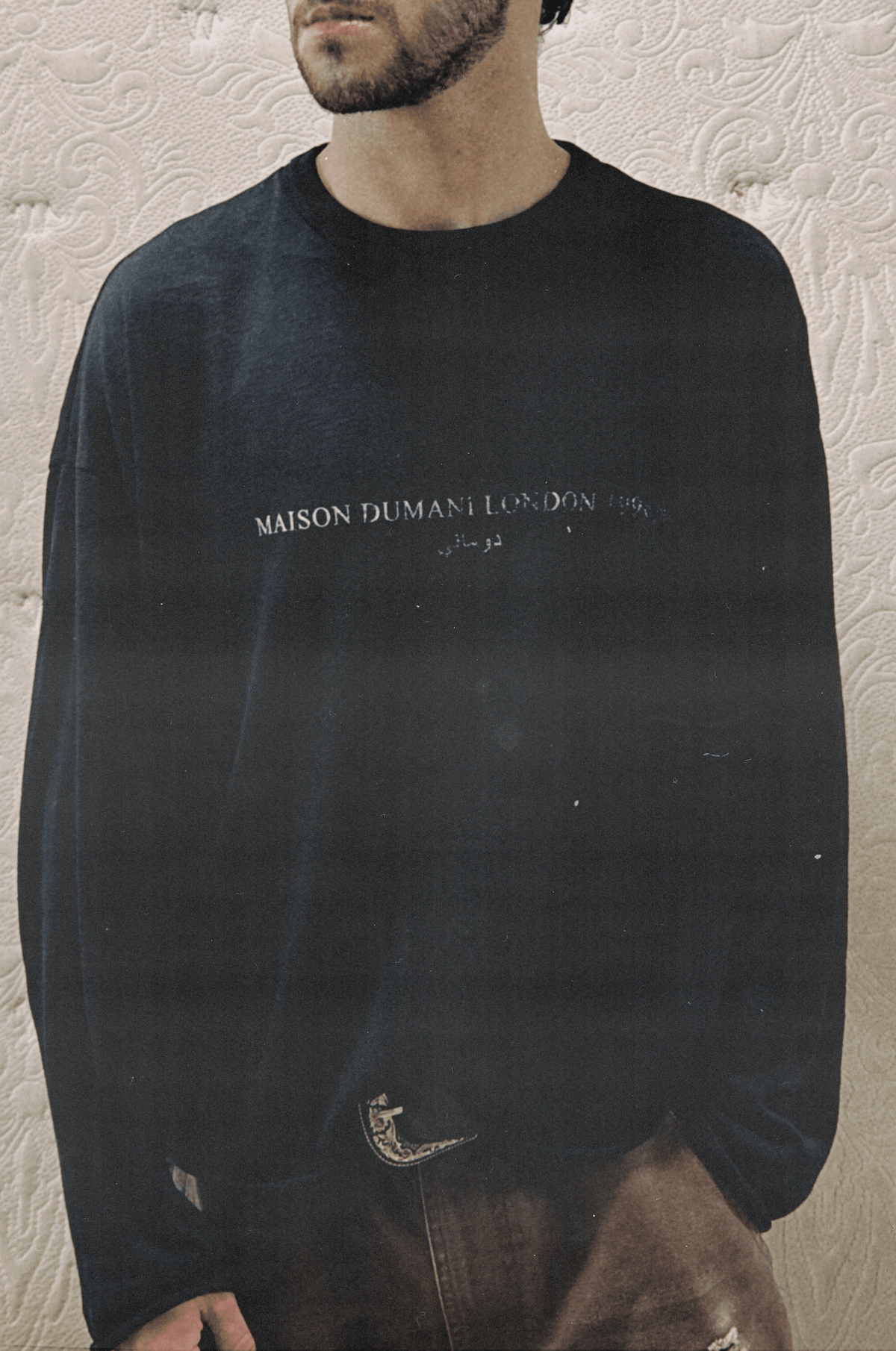 "INVENTORE 001" RAW EDGE LONG-SLEEVE TEE - Black